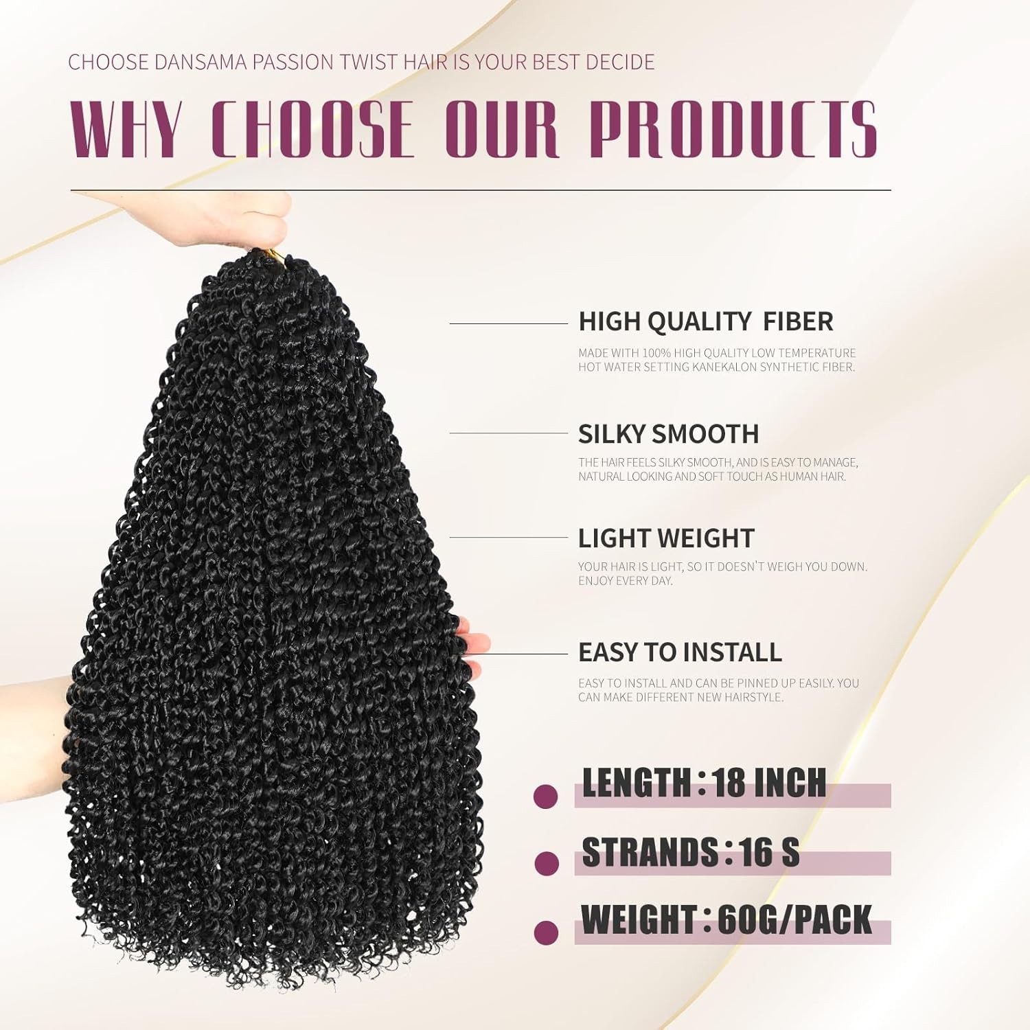 Flame-Retardant 18-Inch Water Wave Hair Extensions – Perfect for Black Women
