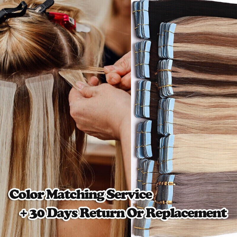 Seamless Tape in Human Hair Extensions Skin Wefts Remy Russian Hair Thick16-26in