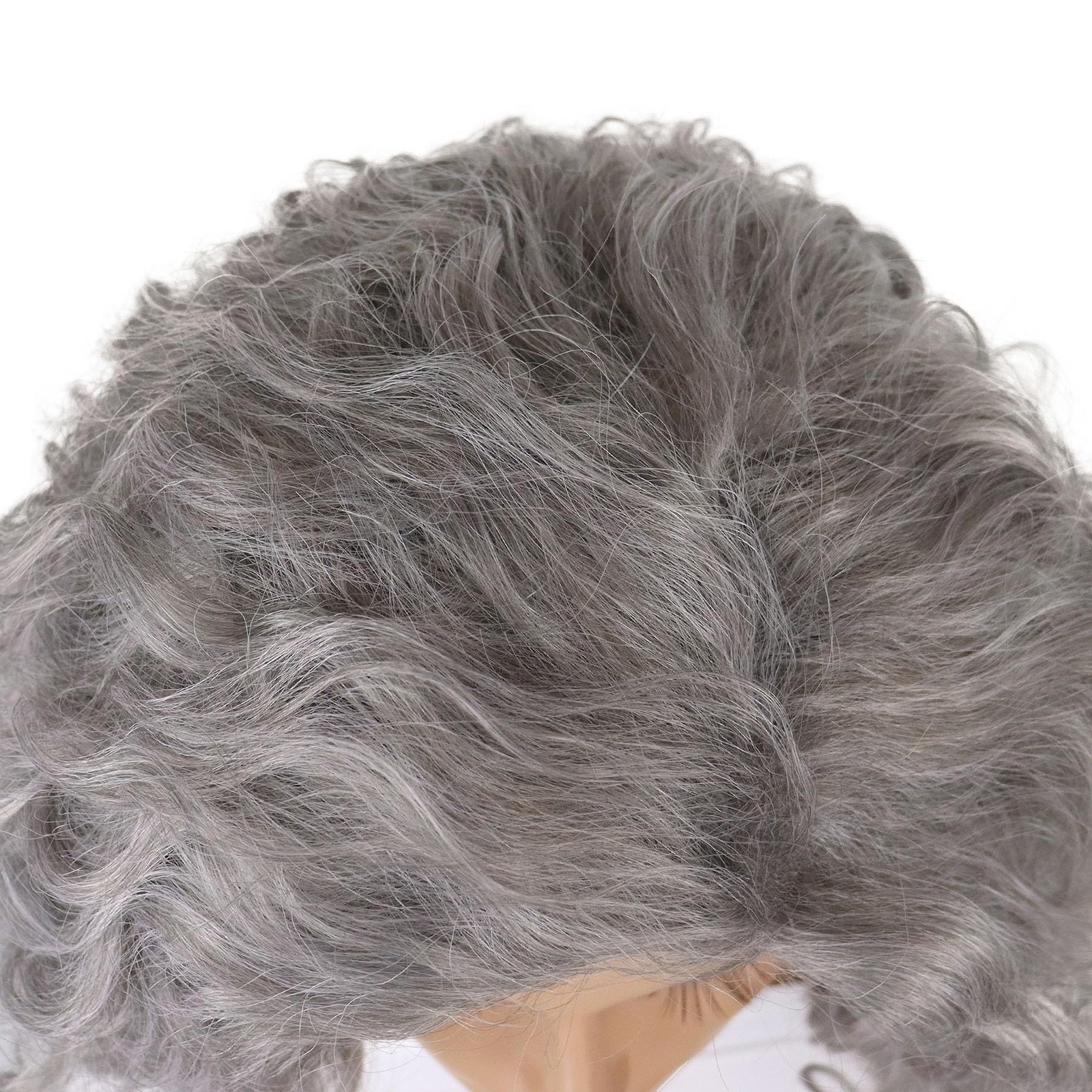 28 inches Long Grey Cosplay Wig – Natural Wavy Fluffy Curly Hair Synthetic Fi…