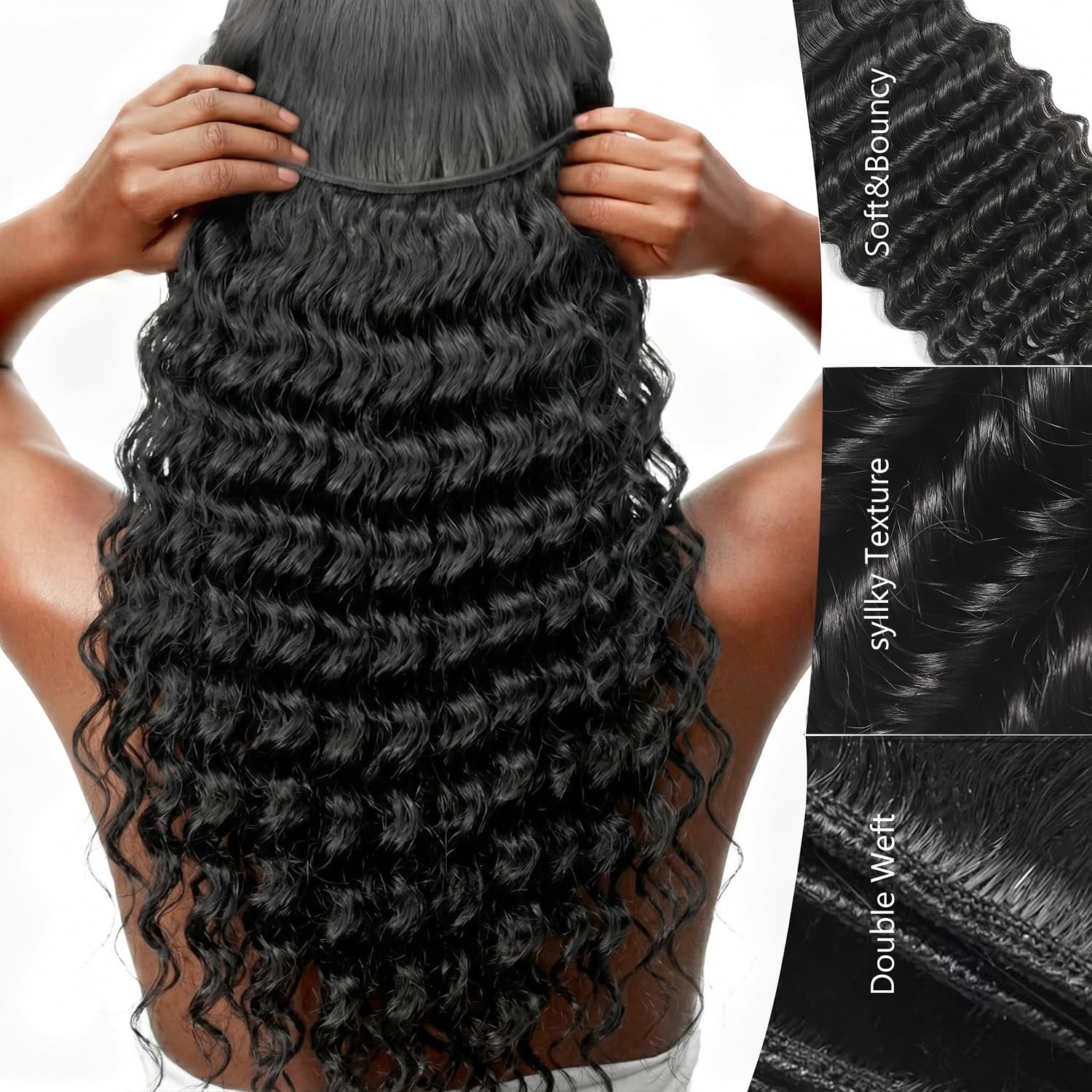 Fdola 16 16 16 Inch Deep Wave Human Hair 3 Bundles 12A Brazilian Virgin Hair