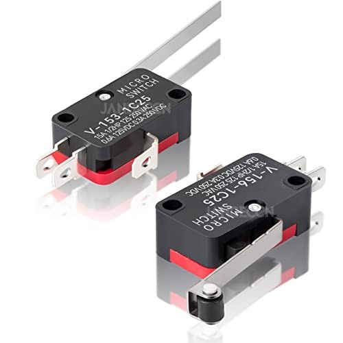 10Pcs Lead Limit Switch Long Straight Hinge Lever, SPDT 1NO 1NC Snap V-153-1C25
