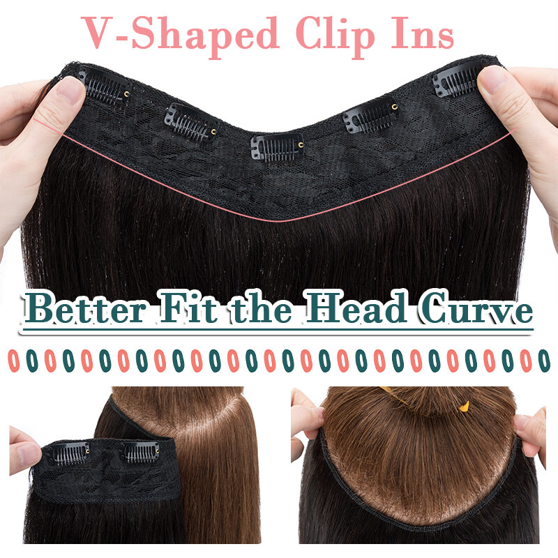 THICK Clip In One Piece 100% Remy Human Hair 3/4 Full Head U-Shape Extensions
