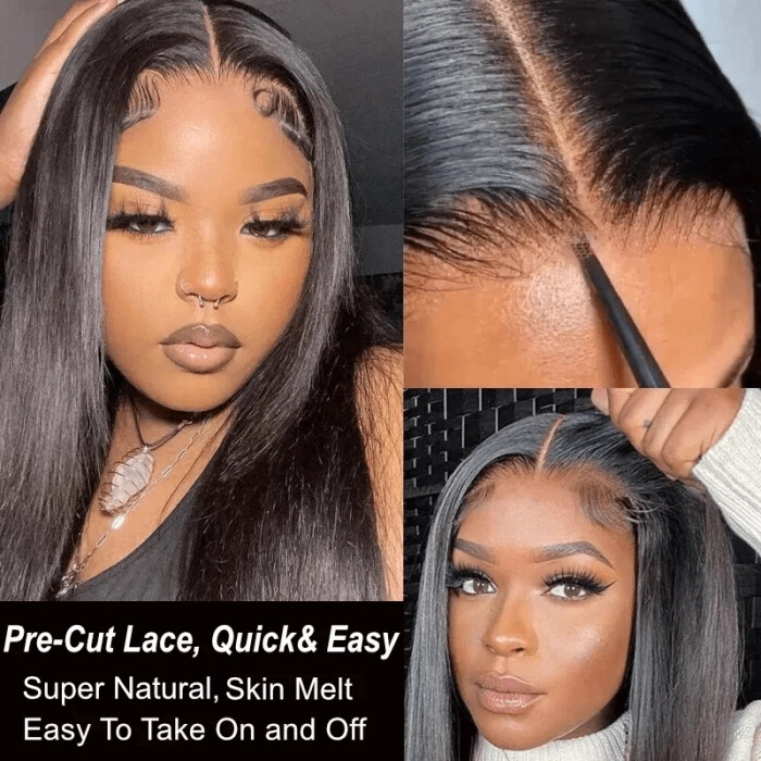 Wear Go Glueless Wig Pre-Cut 5*5 HD Lace 100 unprocessed Human Hair black