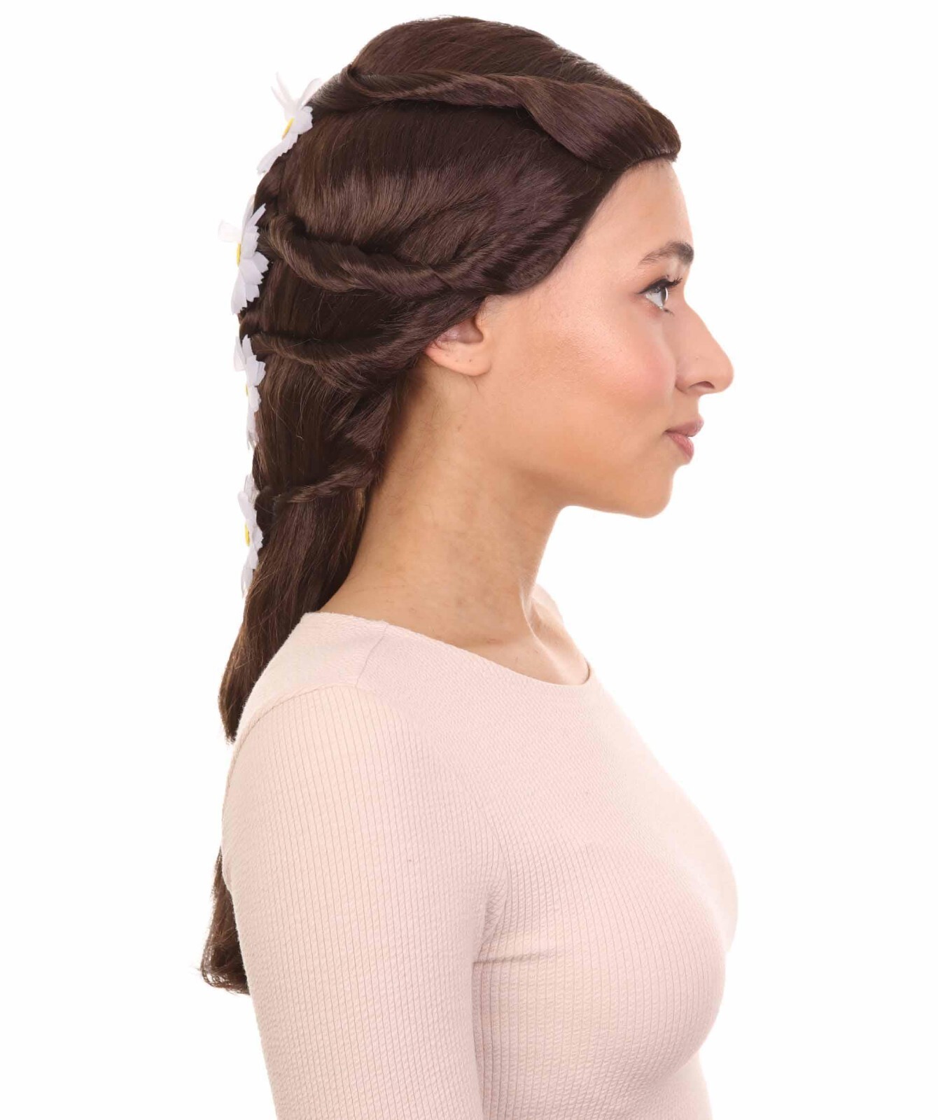 Womens Princess Wig | Traditioal Braided Wig With Flowers | HW-130