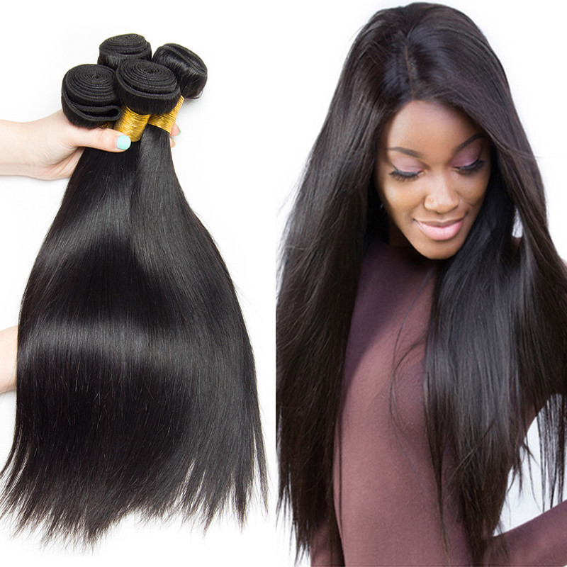 400G Peruvian Virgin Human Hair Extensions Weave Body Wave Straight 4 Bundles US