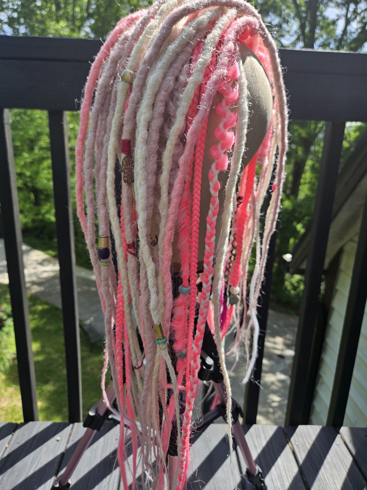 CUSTOM set Dread Extensions PINK with Boho Jewelry 24 DE Ends