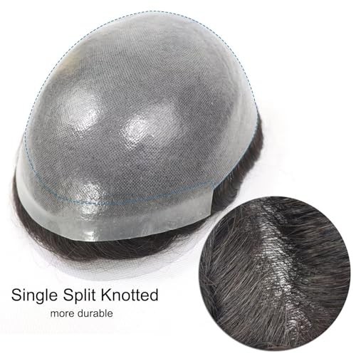 Men’s Hair Replacement System – Thin Skin PU Toupee, 10x8in, Virgin Human Hair,