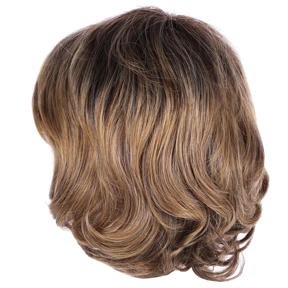 Short Curly Wavy Hair Fiber Lace Front Wig Yellow Realistic Cover for Women