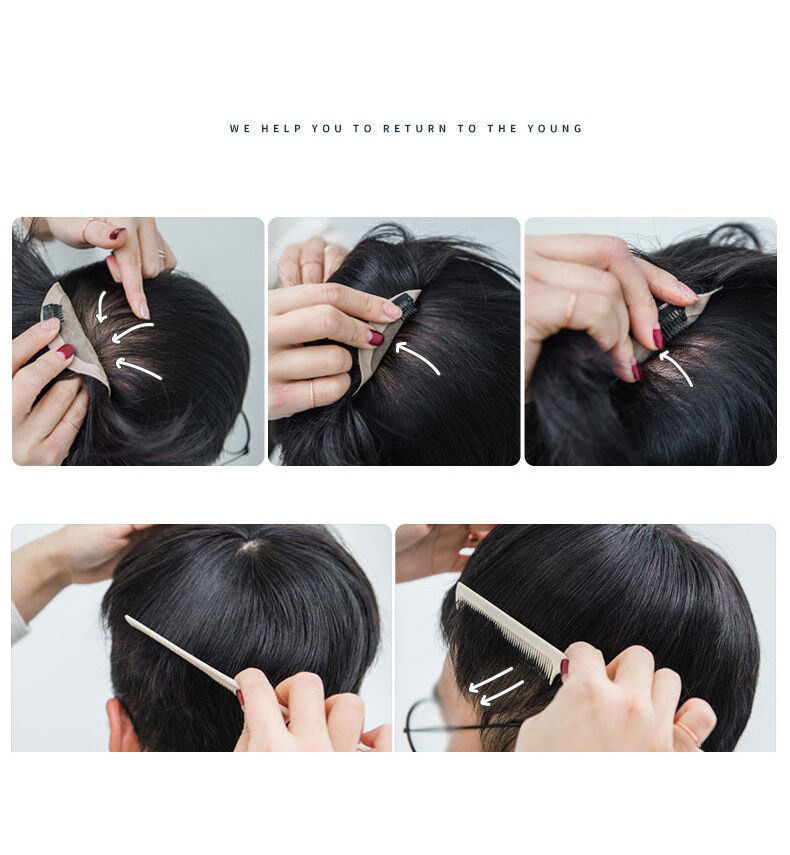 Short Natural Straight 100% Clip in Huamn Hair Clip in Toupee Hairpiece For Men