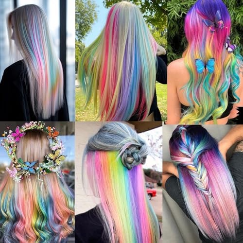 10PCS Glow in the Dark Hair Extensions 20inch Colorful Clip 20 Inch 5colors-B