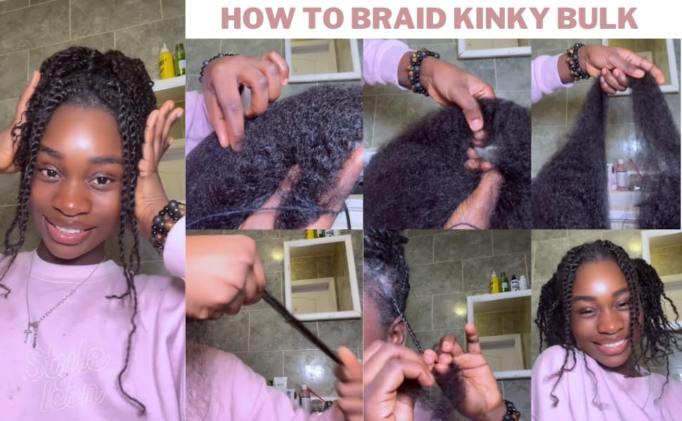 Style Icon 1 Bundle Afro Kinkys Bulk Human Hair 18 – – – – Loc Braiding