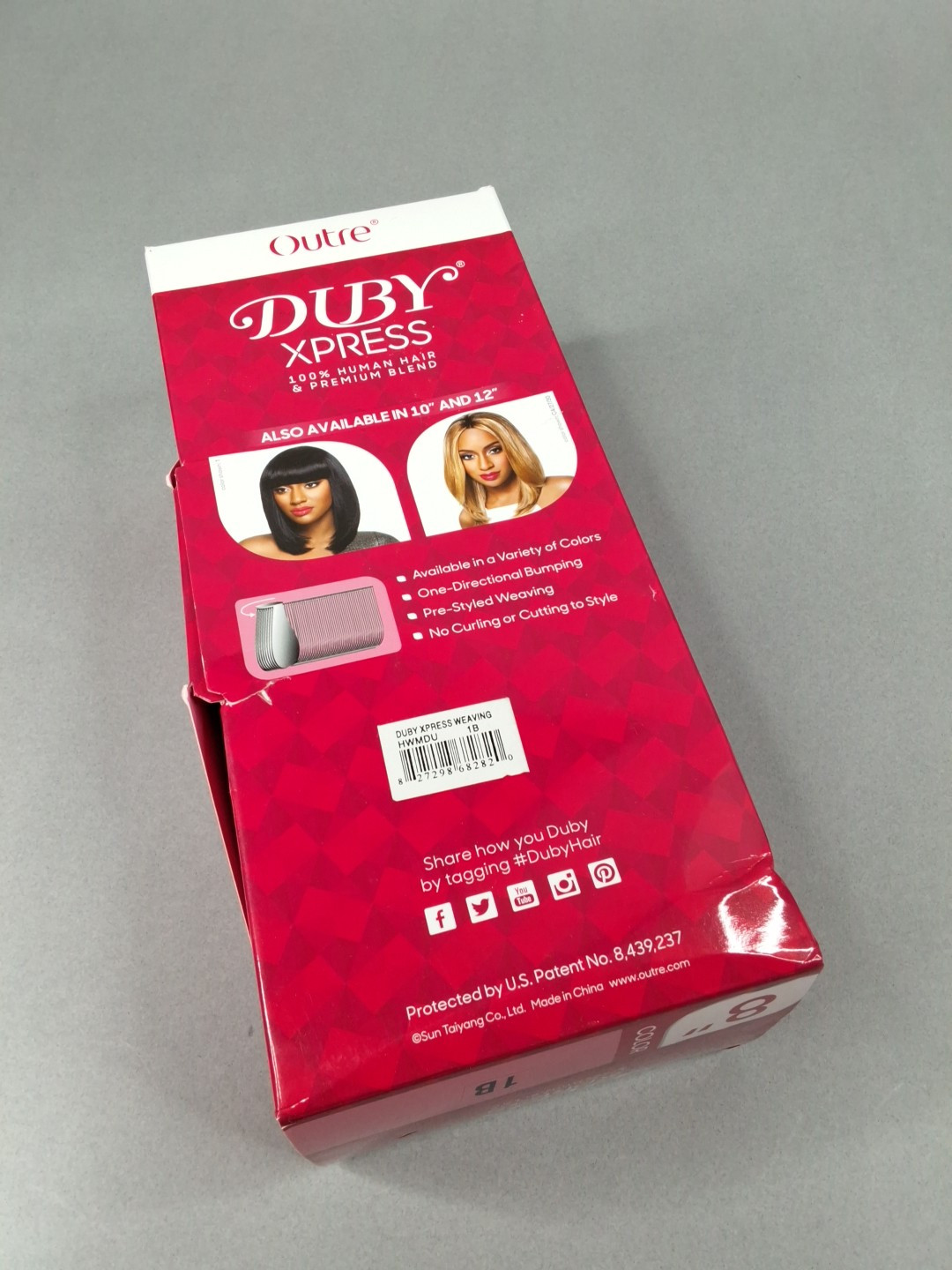 8″ #1B Off Black Duby Xpress Bob Human & Synthetic Blend Hair Extensions Weft