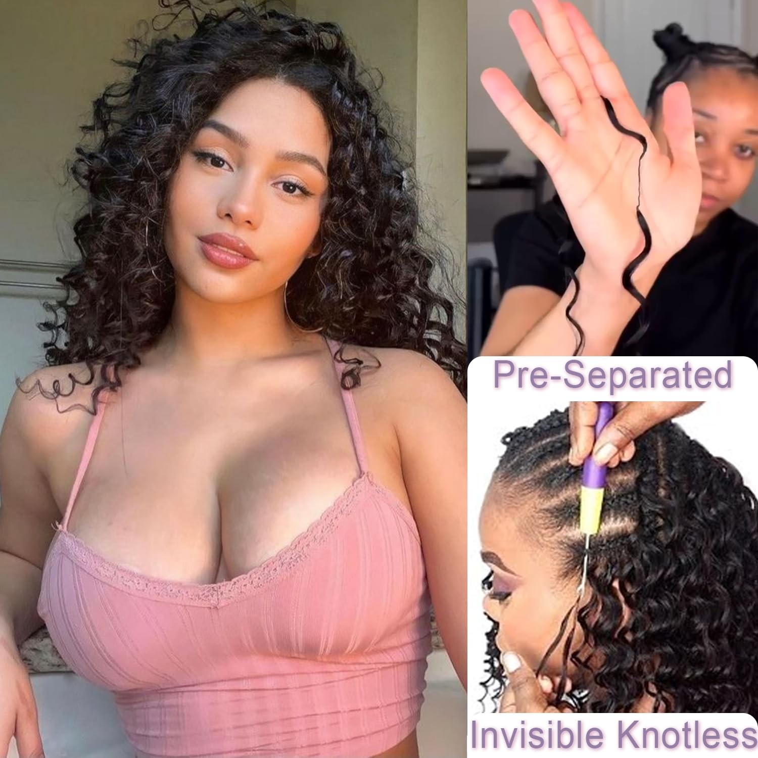 Deep Wave Feather Crochet Hair, 100 Strands Miracle Knots Hair Curly Crochet Hai