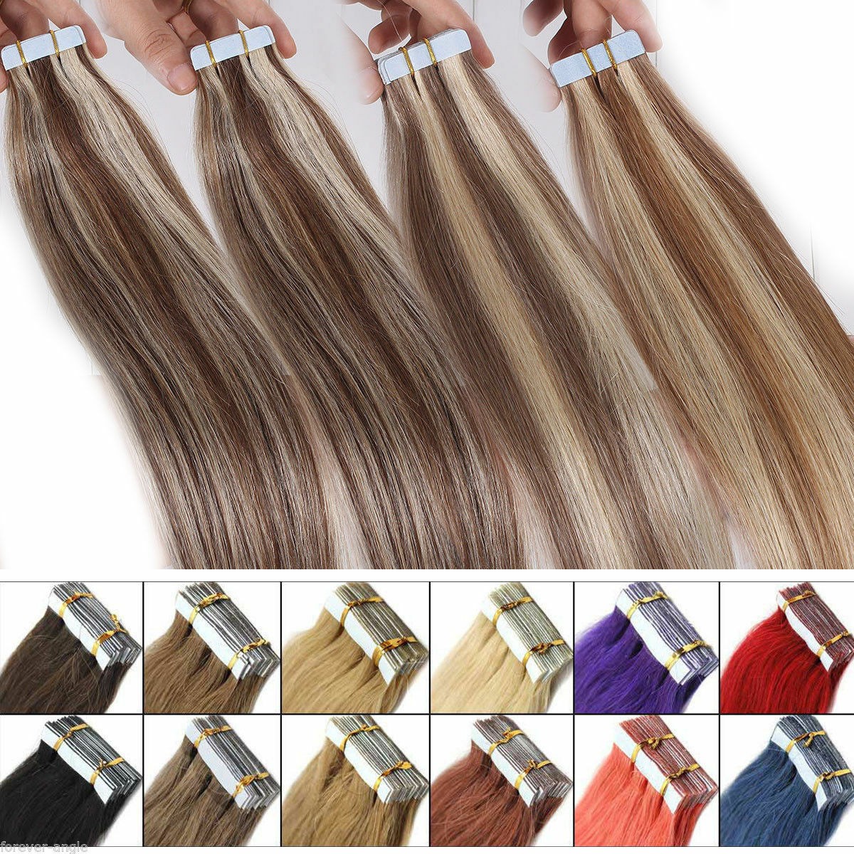Seamless Tape in Human Hair Extensions Skin Wefts Remy Russian Hair Thick16-26in