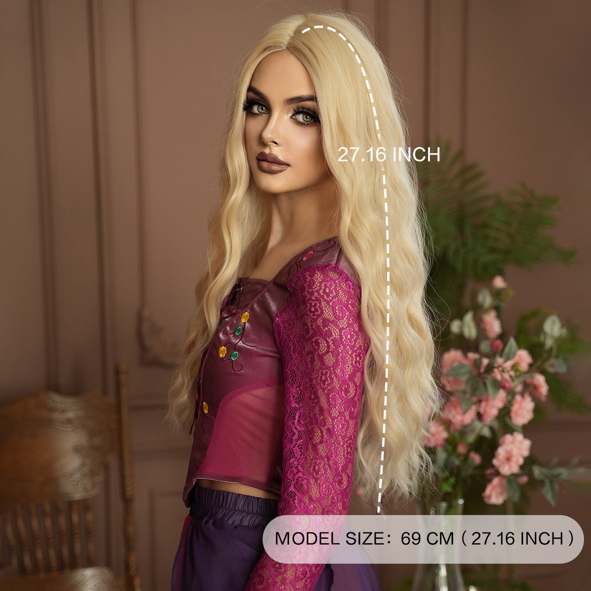 Long Blonde Wavy Wig for Women Lady Girls Cosplay Party Halloween Natural Synth