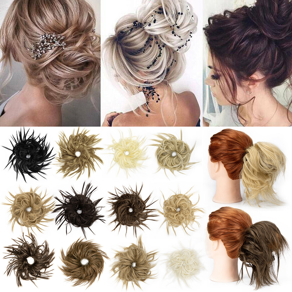 Large Messy Bun Scrunchie Hair Extensions Ponytail Wrap Hair piece As Human US
