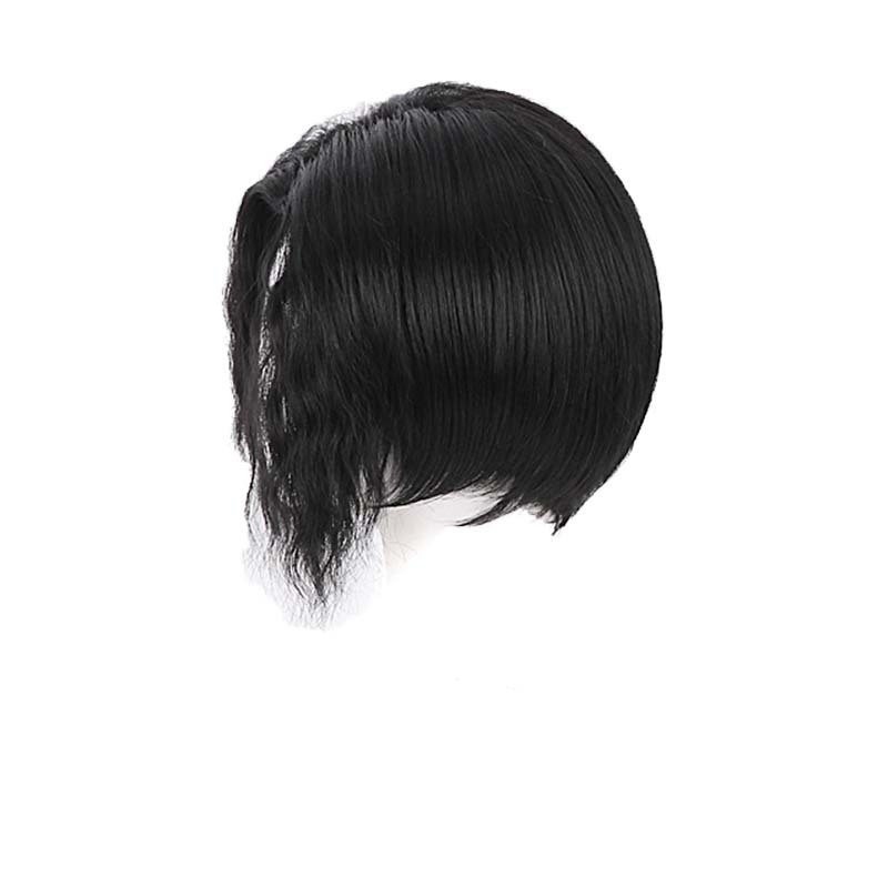 Kibutsuji Muzan Short Black Curly Wig with Side Bangs Heat Resistant Cosplay