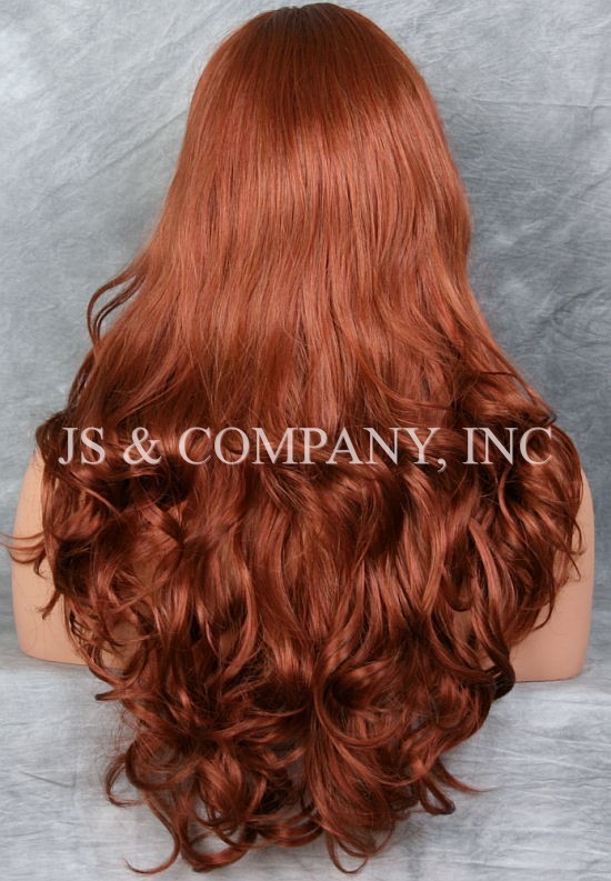 STRIKING Long Wavy Curly with bangs Copper Red Layered Stunning Full Wig win 130