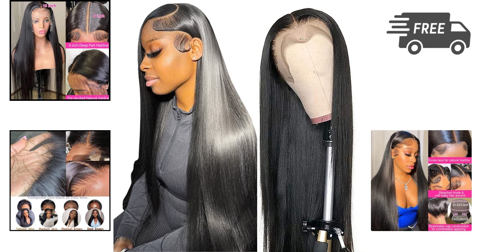 Human Hair Lace Front Wigs 28 Inch Straight HD Transparent 13×6 Glueless