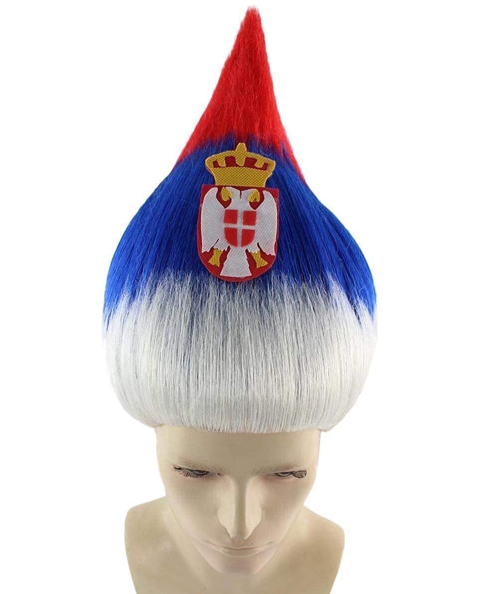 HPO Flagwigs Adult Unisex Serbia Flag Troll Wigs,Perfect for Cosplay HM-801A