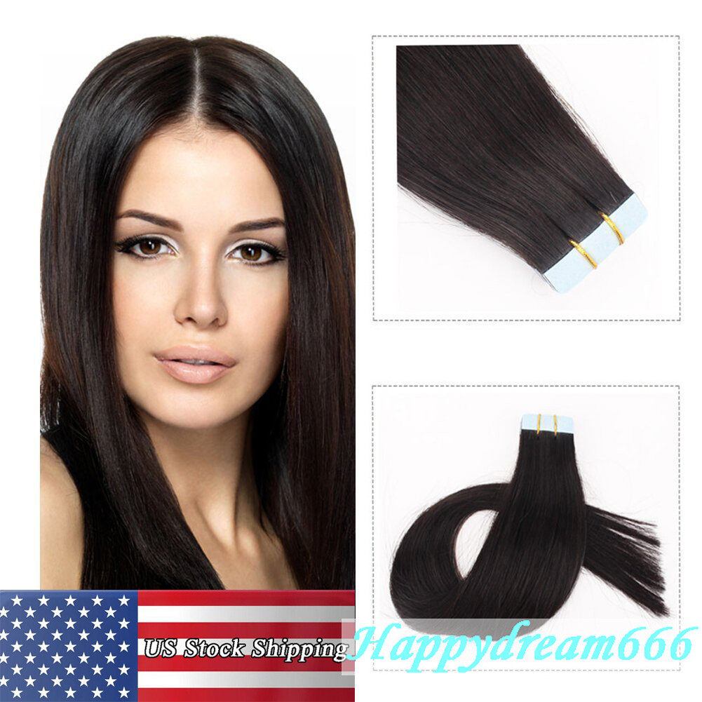 Full Head Tape In Human Hair Extensions Remy Highlight Balayage Thick Hair 40pcs