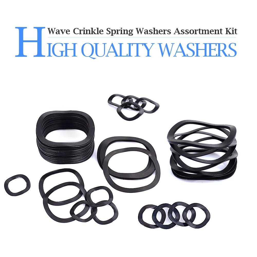 Glarks 320Pcs Carbon Steel Compression Type Wavy Wave Crinkle Spring Washers Ass