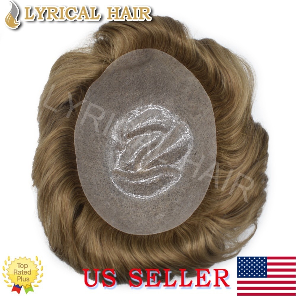 LYRICALHAIR Mens Toupee All PU Human Hair System Durable Thin Skin Hairpiece Wig