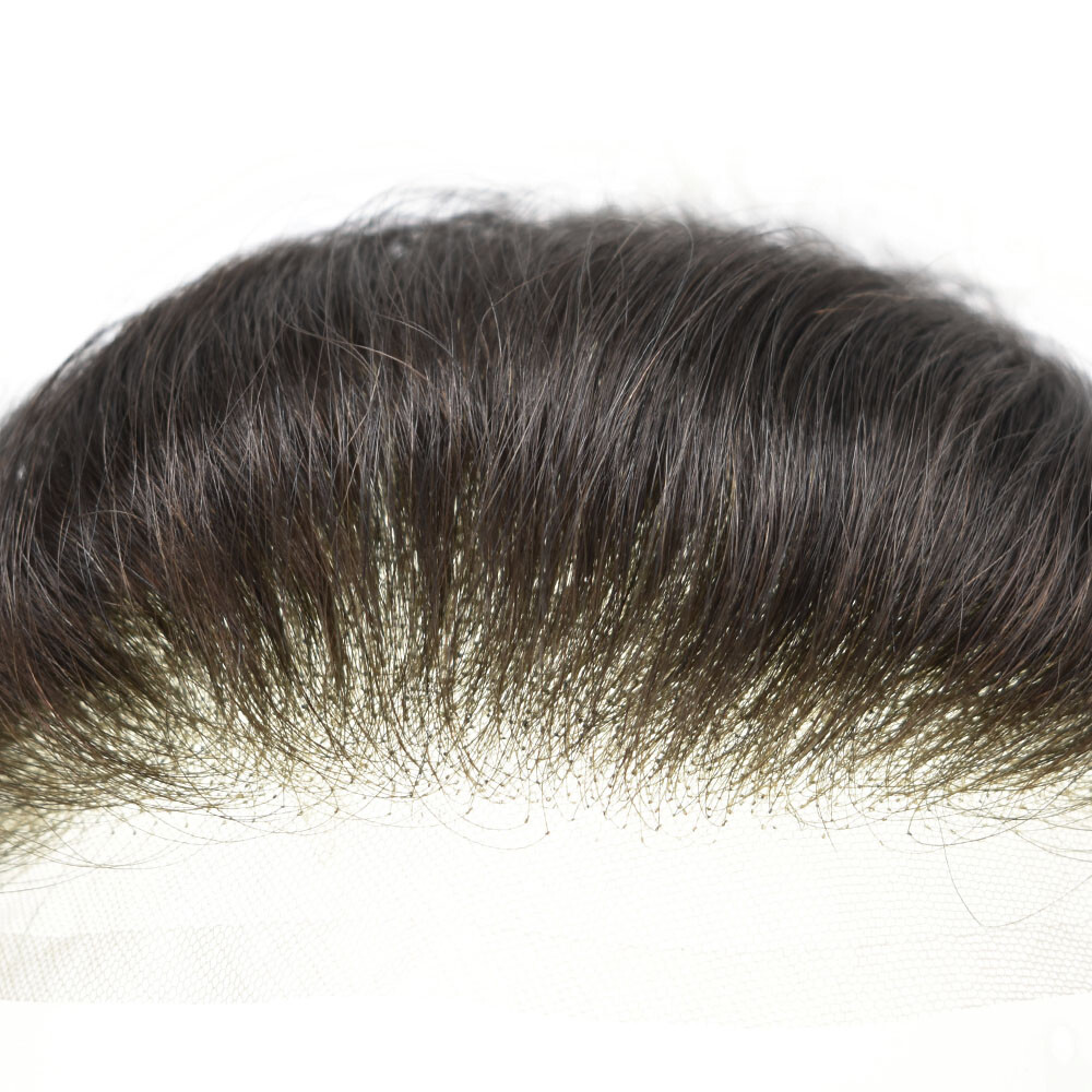 Full French Lace Mens Frontal Hairpiece for Receding Hairline Human Hair Natural
