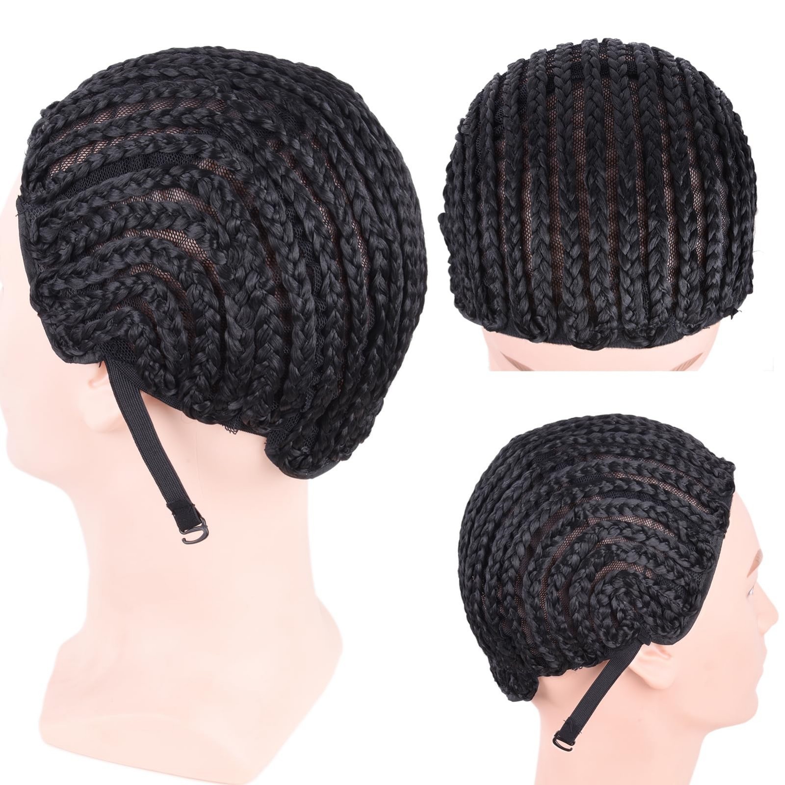 Adjustable Crotchet Cornrows Wig Caps with Combs – 2Pcs Durable Weaving Caps