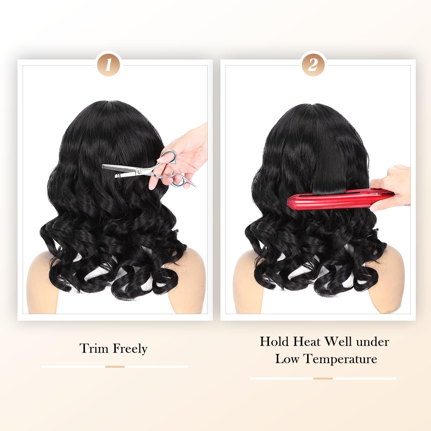 Wiger Short Wavy Wigs For Women Black Body Wave Hair Wig 16 Inch Middle Part