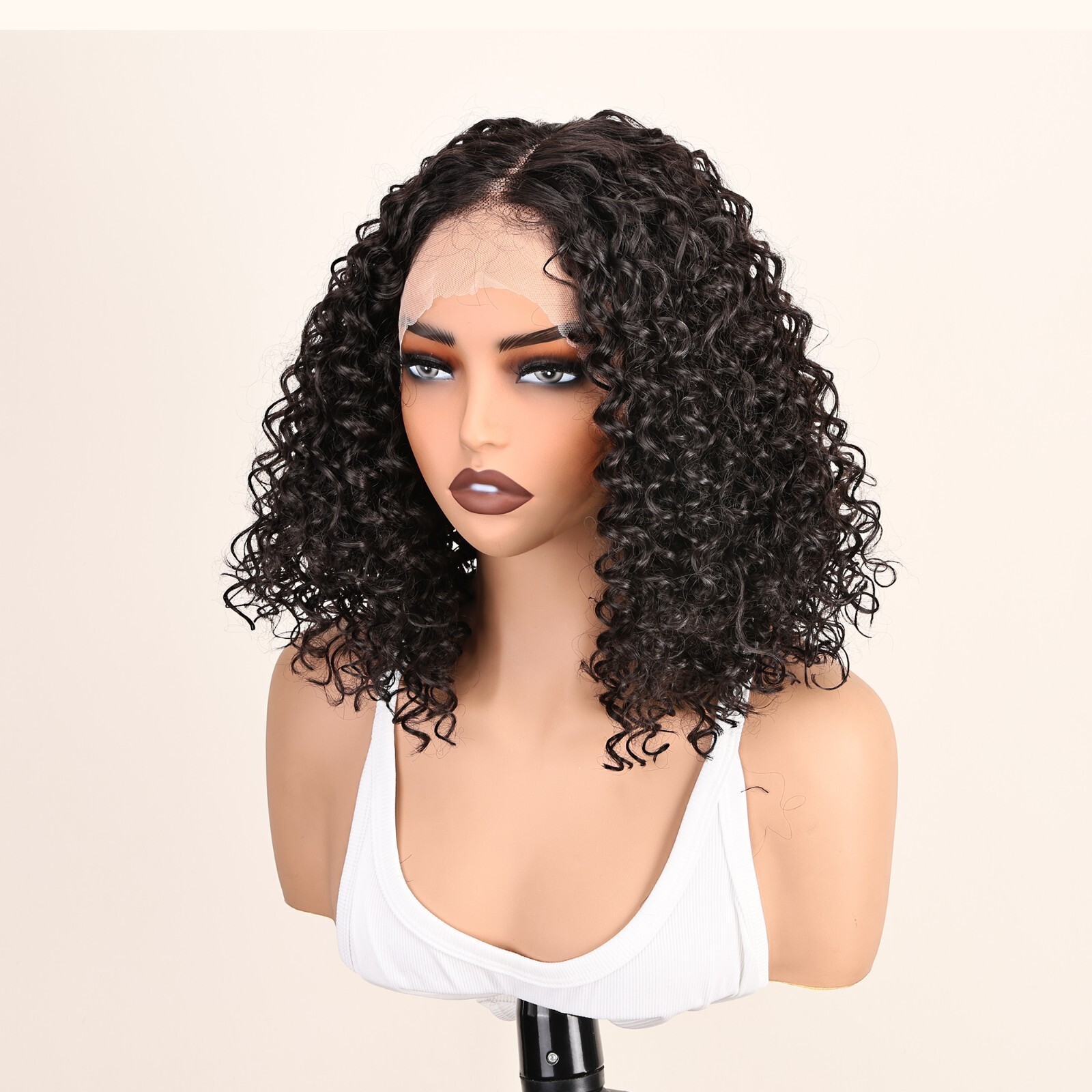 Easy-to-Wear Black Afro Curly Synthetic Wig for Women High-Density