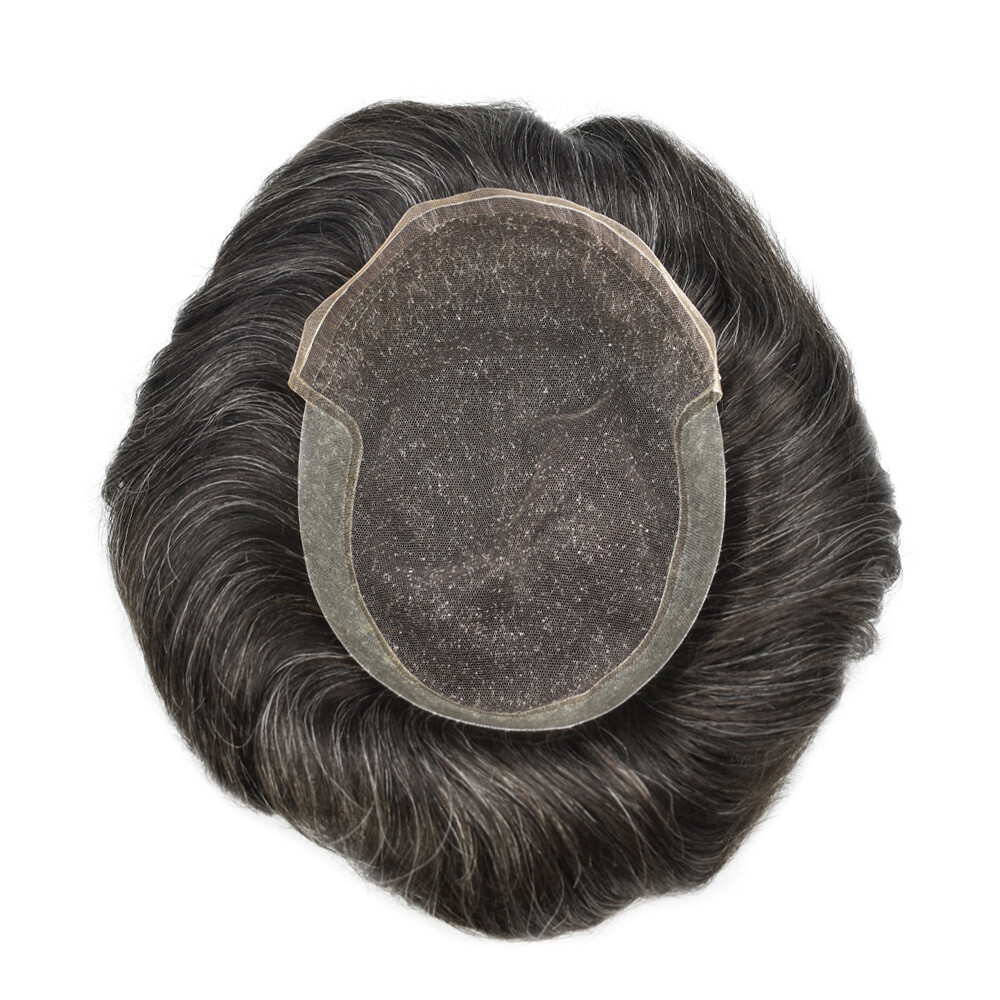 Bleached French Lace Front Mens Toupee Hairpiece Skin PU Hair Replacement System