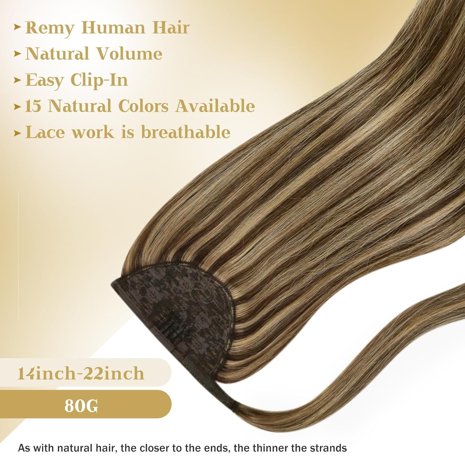 Sunny Hair PONYTAIL 20in Medium Brown Highlighted Caramel Blonde Hair Extensions