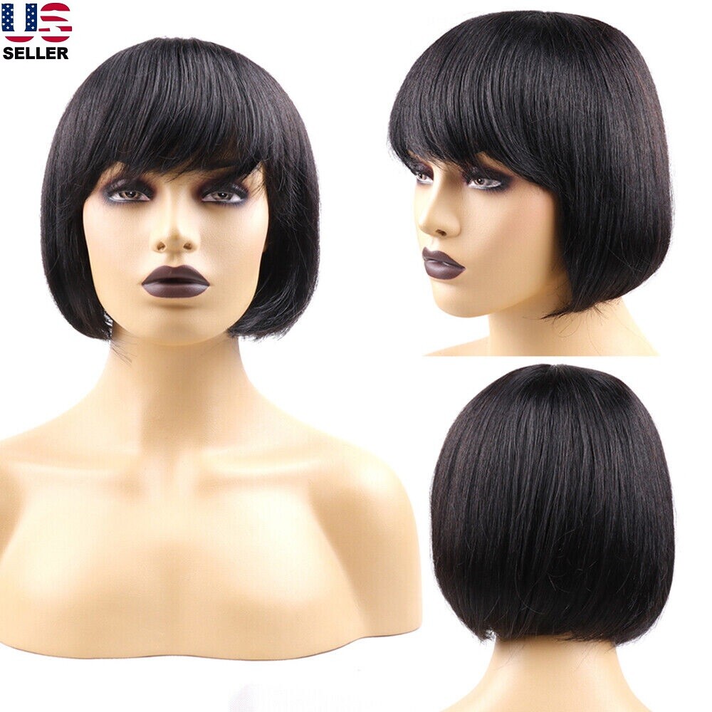 Women Girl Full Hair Wigs Anime Cosplay Party Costume Soft Bob Short Bang Wig US