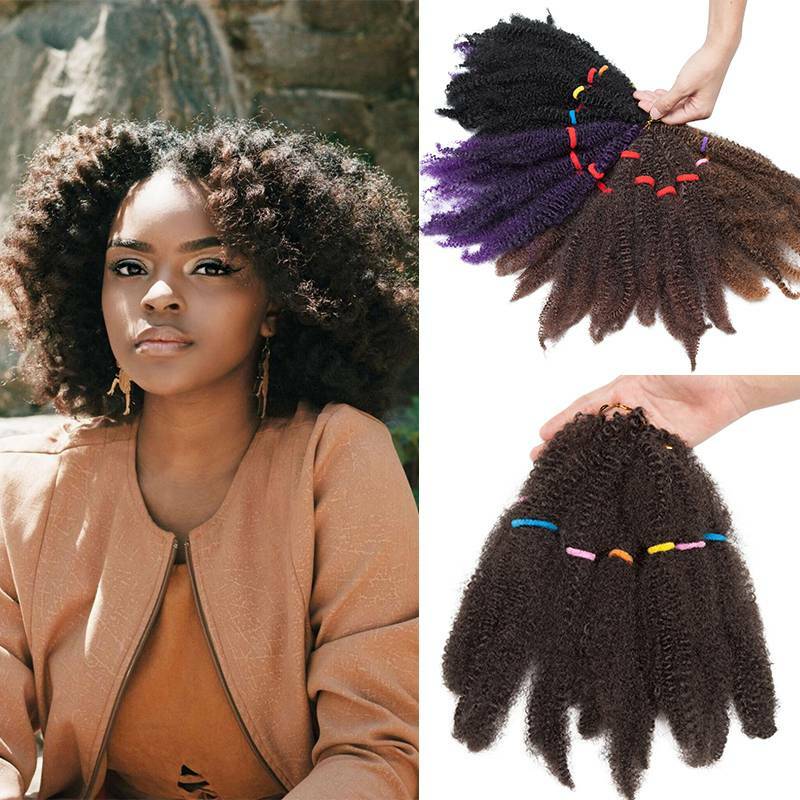 Natural Bob Marley Kinky For Twist Crochet Braid Hair Extensions Curly Afro Hair