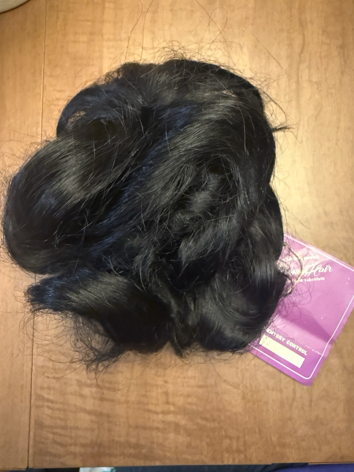 VTG Human Hair Piece/crown Bun Black Wavy New With Tags 70’s