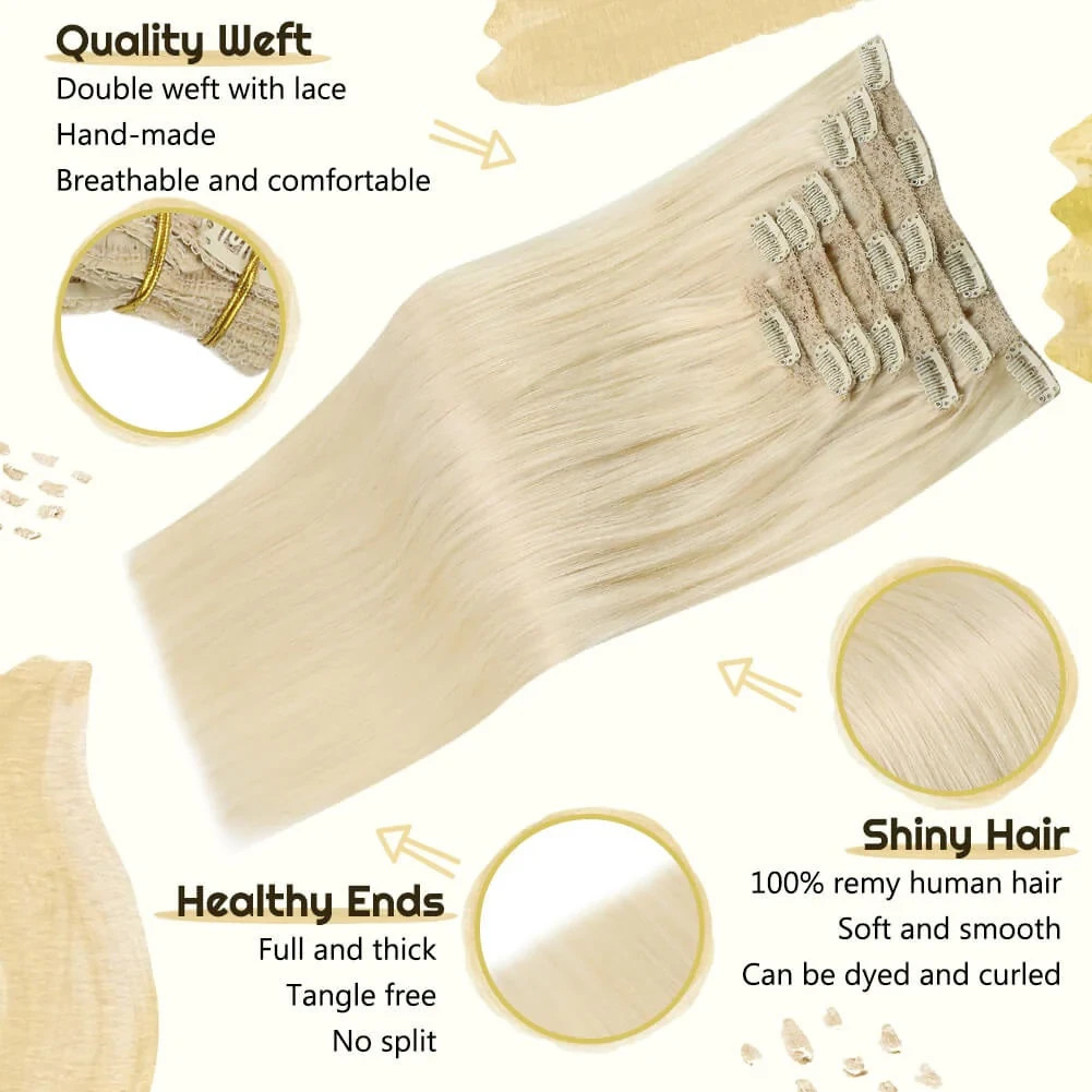 Sunny Hair CLIP-IN 14″ Honey Moonlight Light Blonde Human Hair Extensions CP 60