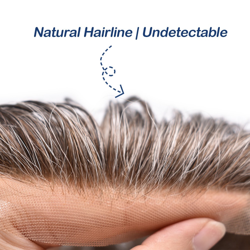 French Lace FrontToupee for Men HairSystem Replacement Mono Mens Hairpiece Wig