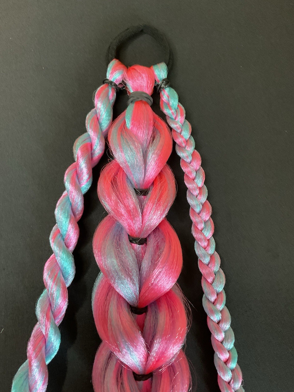 pink blue Reusable Braided Ponytail Extension Softball Braids Festival Rave Brai