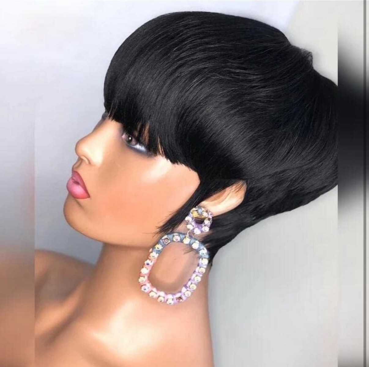 Chic Elegent Pixie Cut Wigs for Black Women Short Layered Pixie Wigs With Ban…