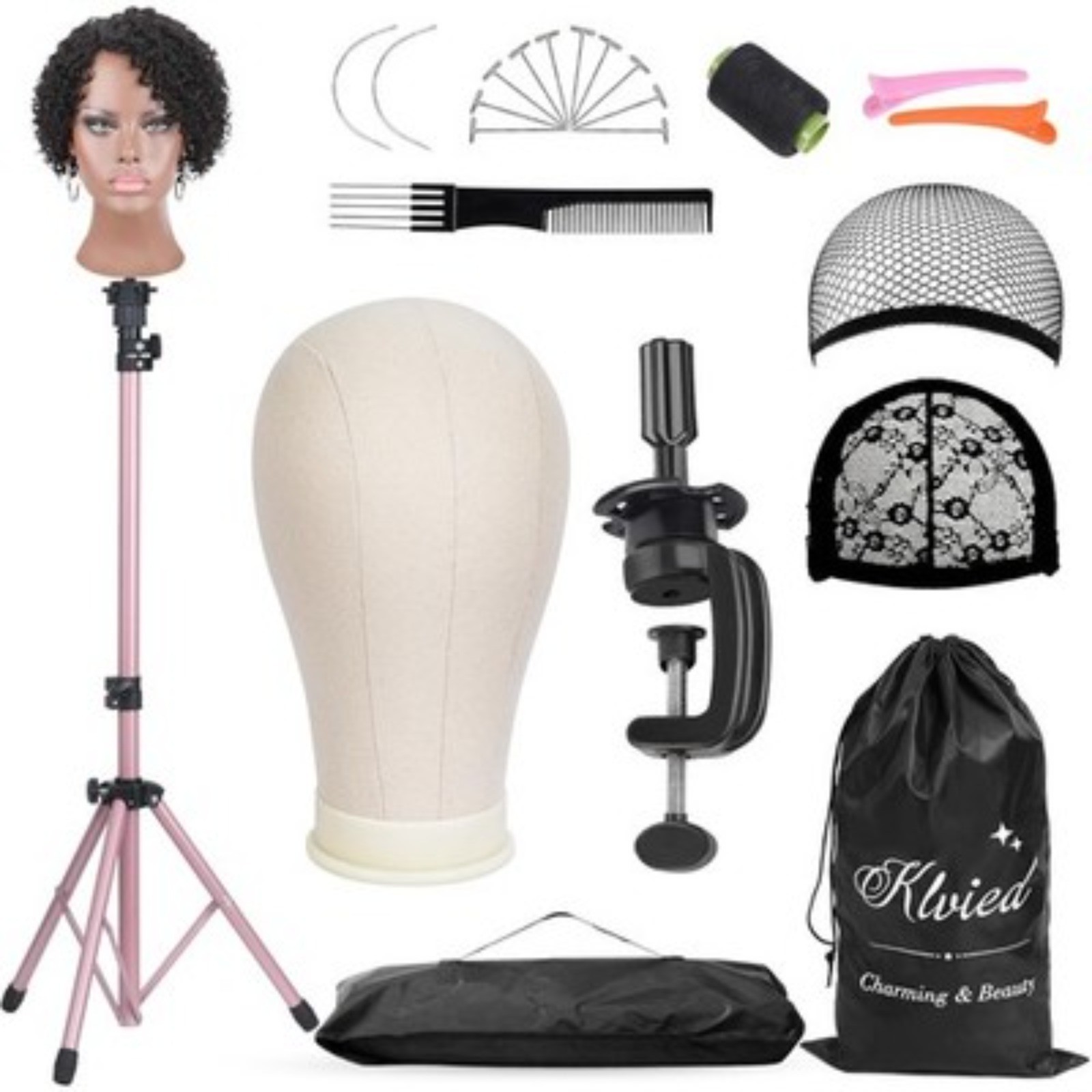 Metal Mannequin Head Stand Professional Reinforced Wig Tripod Adjustable Height