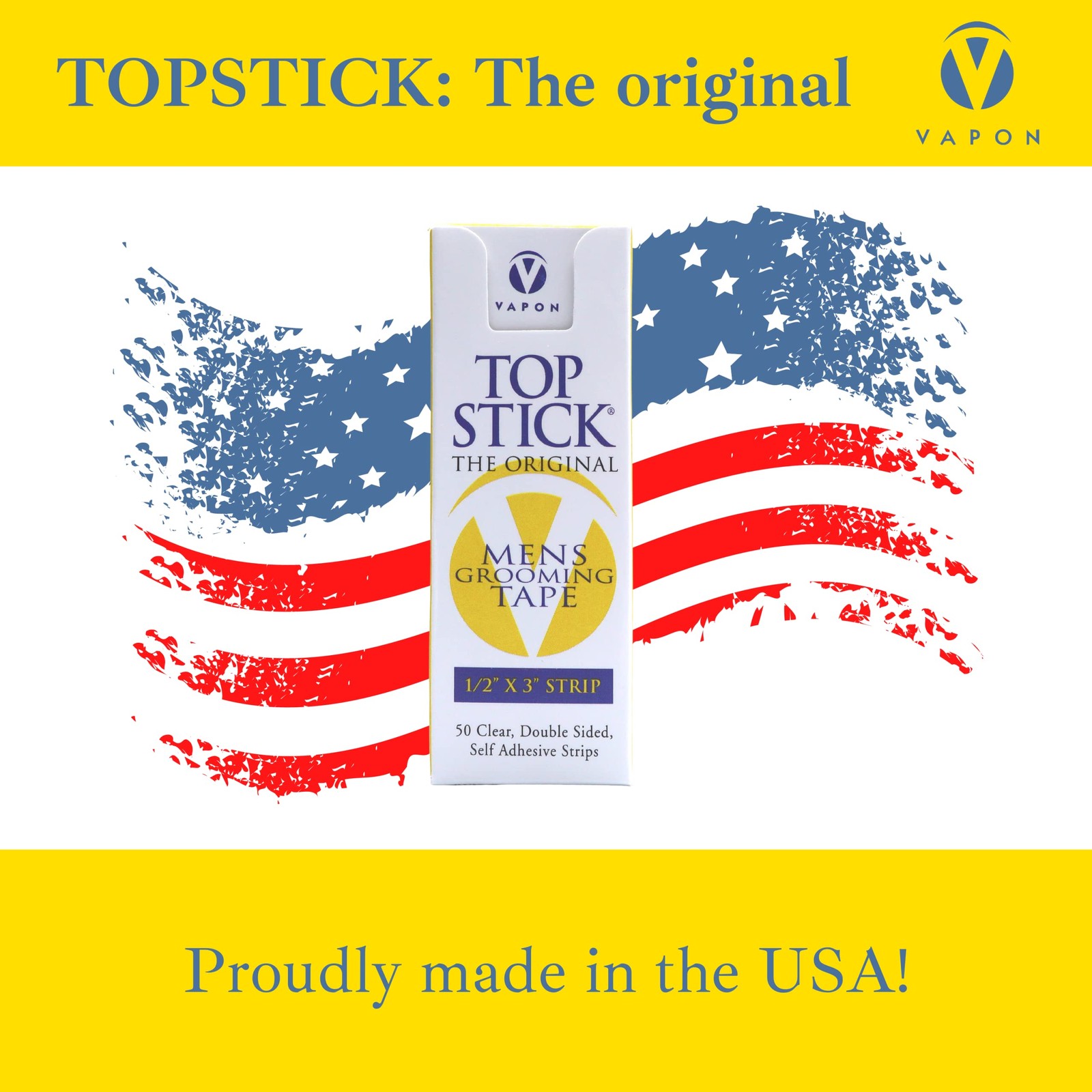 Vapon Topstick – The Original Men’s Grooming Tape – 50 Count 1/2″ x 3″ Double Si