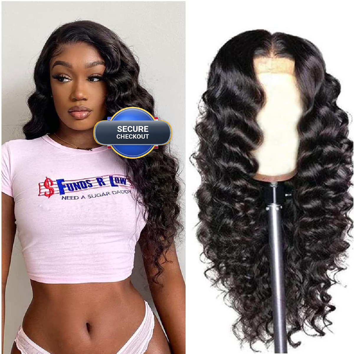 Bworto Loose Deep Wave Lace Front Wigs Human Hair Pre Plucked Curly 13X4 Lace