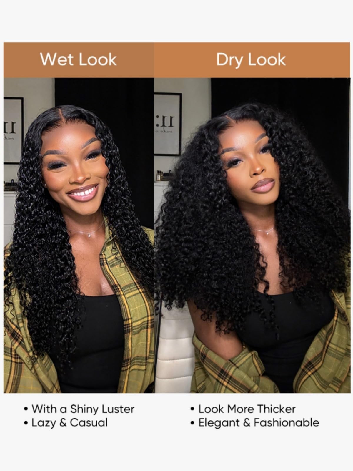 Curly Glueless Human Hair Wig 18″ – Pre Cut, Pre Plucked, 100% Real Hair, Wear &