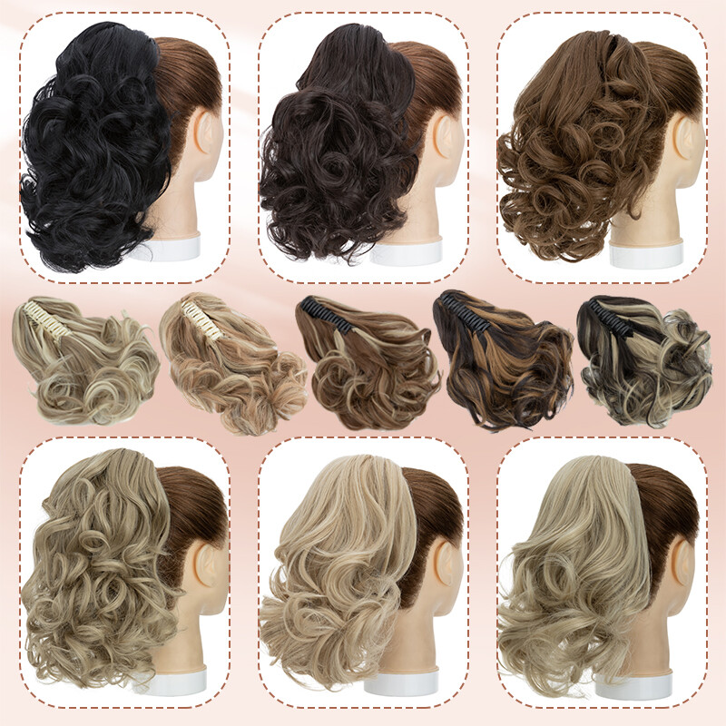 US Claw Clip Hair Bun Ponytail Extensions Curly Chignon Straight Updo Hairpiece