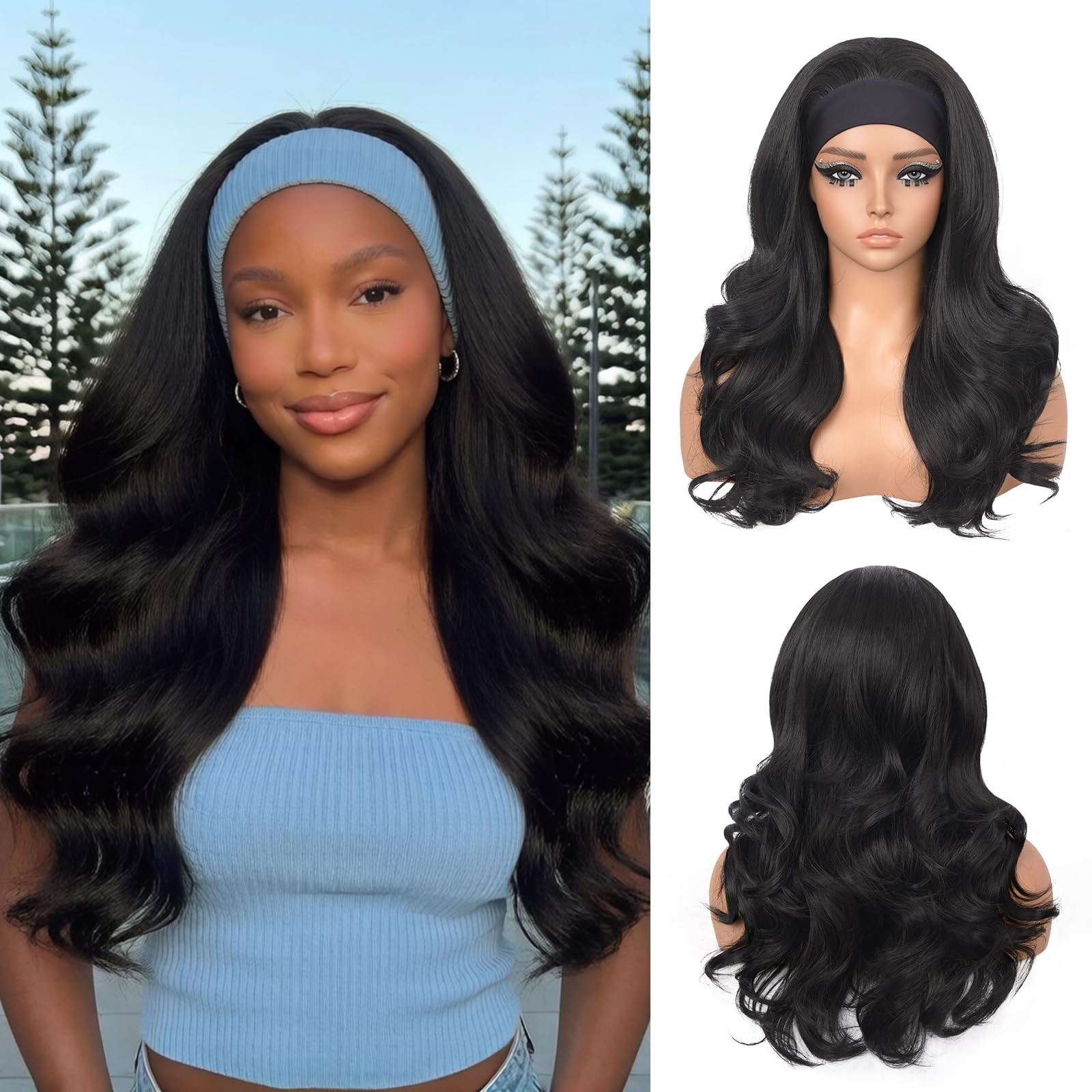 Headband Body Wave Headband Wigs for Black Brazilian Virgin Hair Glueless Non…