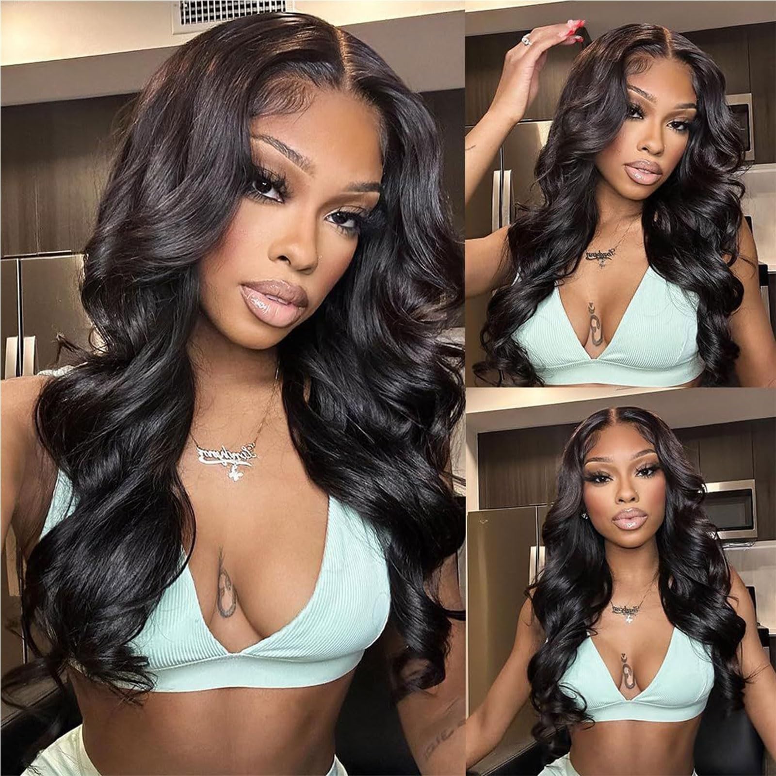 26 Inch Body Wave V Part Human Hair Wig – 200% Density, Adjustable Drawstring, N