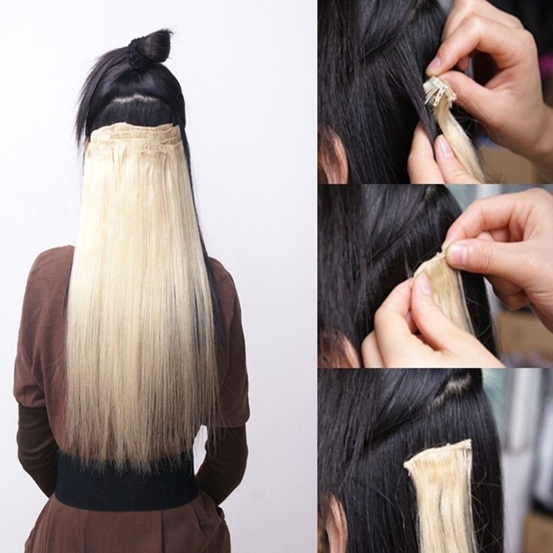 Real Thick Clip In Hair Extensions 8 Pieces Full Head Hair Extentions Human Made