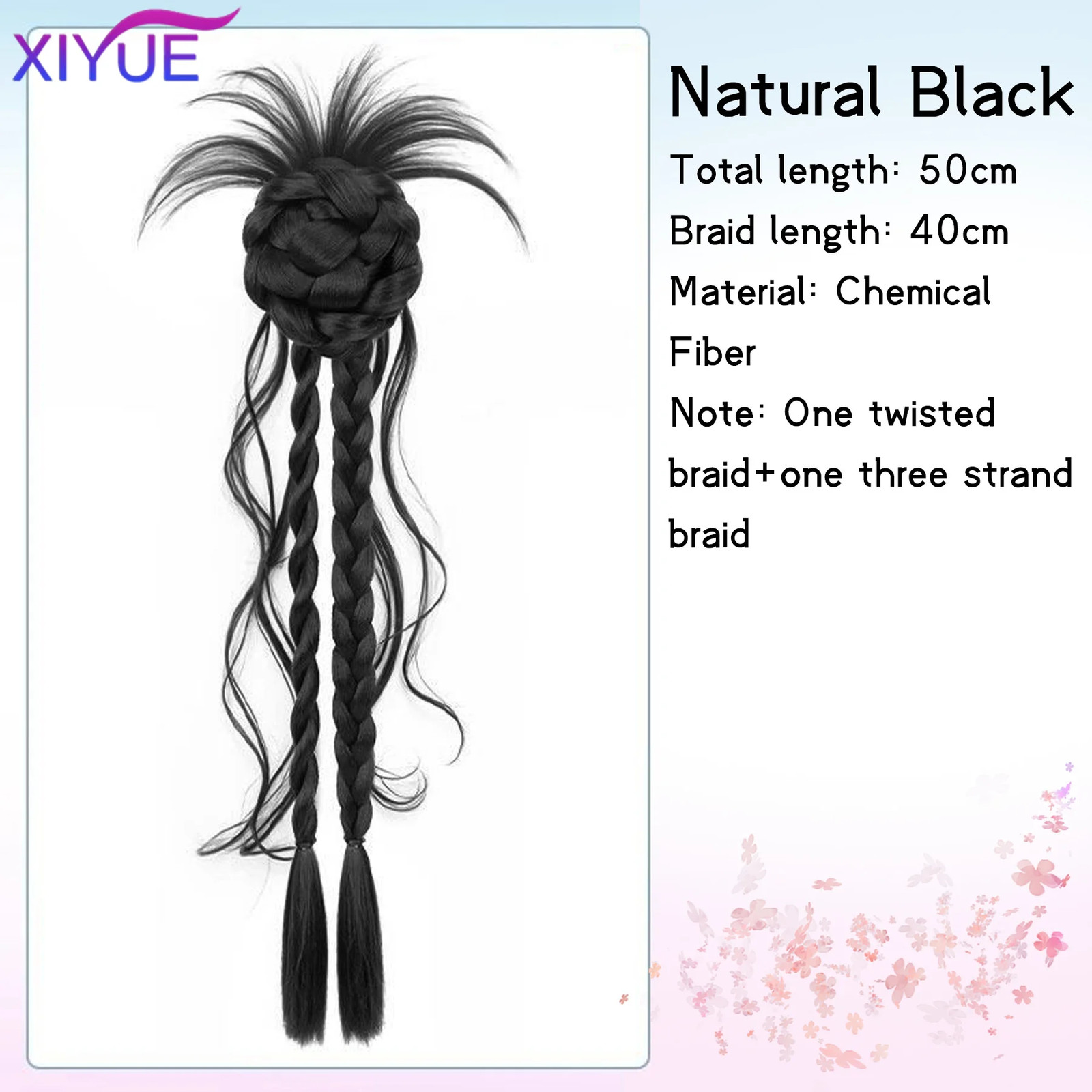Natural Flower Bud Twist Braid Hair Claw Clip On Synthetic Hair Extensions For