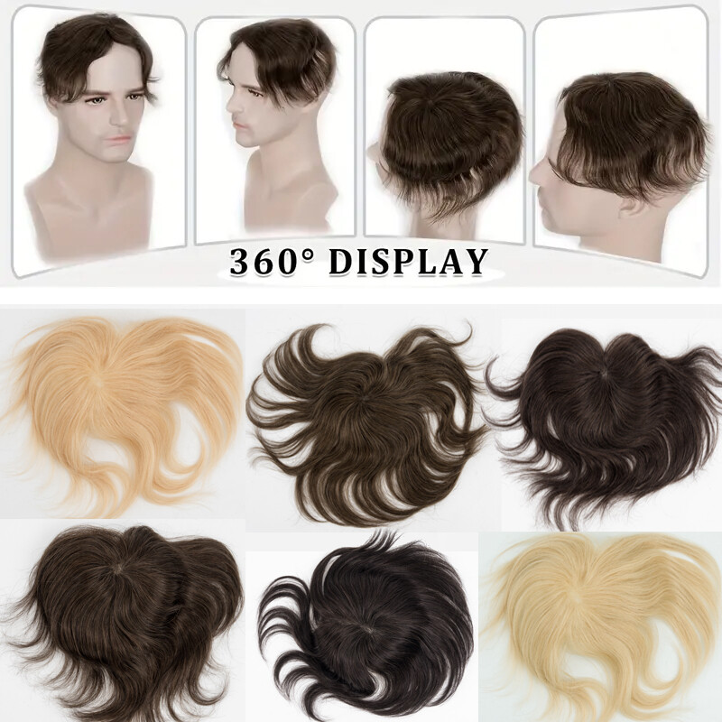 Thin Skin PU Toupee Human Hair Patch Full PU Skin Base Cover-Up Topper Pieces US